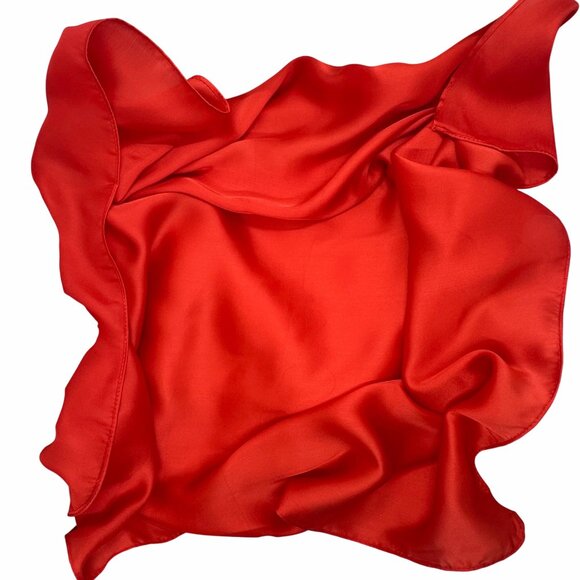 ✨✨Elegant Square Silky Scarf Bandana RED Headwear Solid Soft Versatile Shawl New - Picture 4 of 6